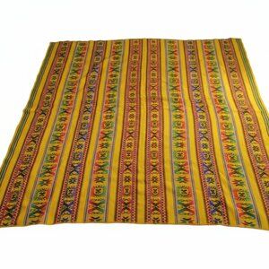 Peruvian Woven Textile - Multi-Color Tablecloth Rug Throw Boho Decor 45" x46"